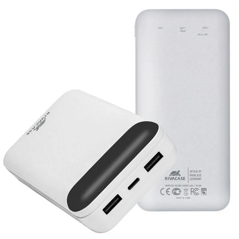 Power Bank Rivacase 20000 mAh, VA2280, White