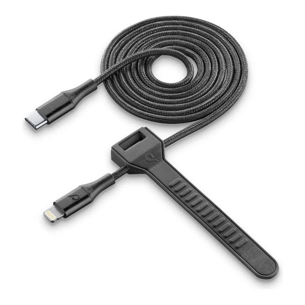 Cablu încărcare și sincronizare Cellularline Satellite MFI, USB Type-C/Lightning, 1m, Negru