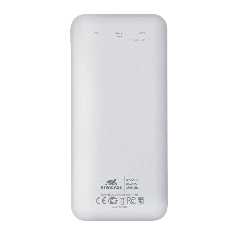 Power Bank Rivacase 20000 mAh, VA2280, White