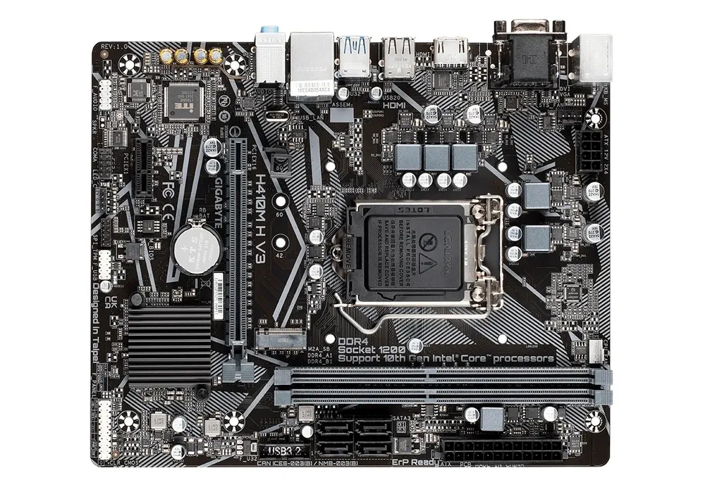 Материнская плата Gigabyte H410M H V3, LGA1200, Intel H510, Micro-ATX