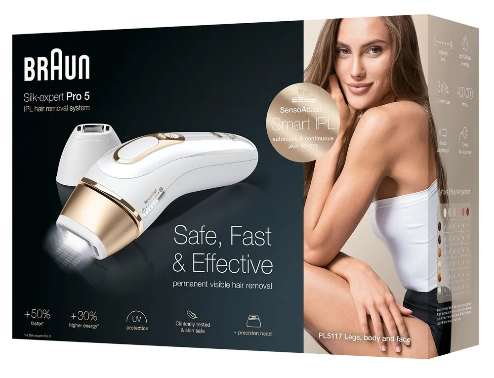 Фотоэпилятор BRAUN PL5117, Белый/Золотой
