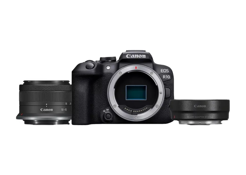 Aparat Foto Mirrorless Canon EOS R10 + RF-S 18-45 IS STM & Adapter, Negru