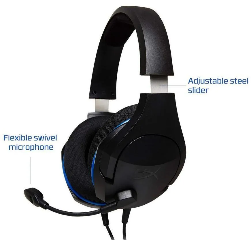 Căști gaming HyperX Cloud Stinger PS4, Cu fir, Negru/Albastru