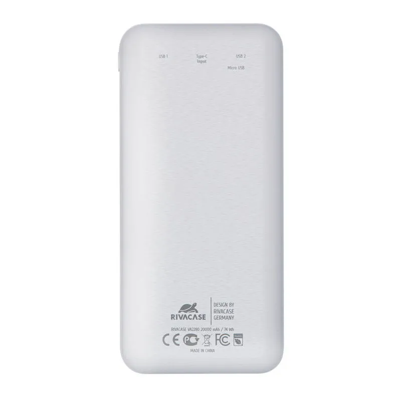Power Bank Rivacase 20000 mAh, VA2280, White