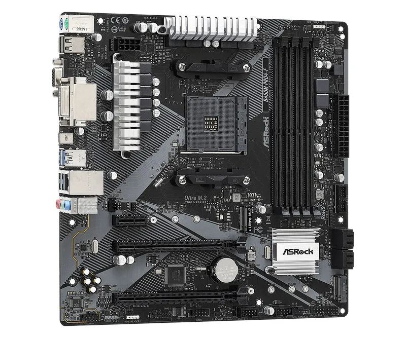 Материнская плата ASRock B450M PRO4-F R2.0, AM4, AMD B450, Micro-ATX