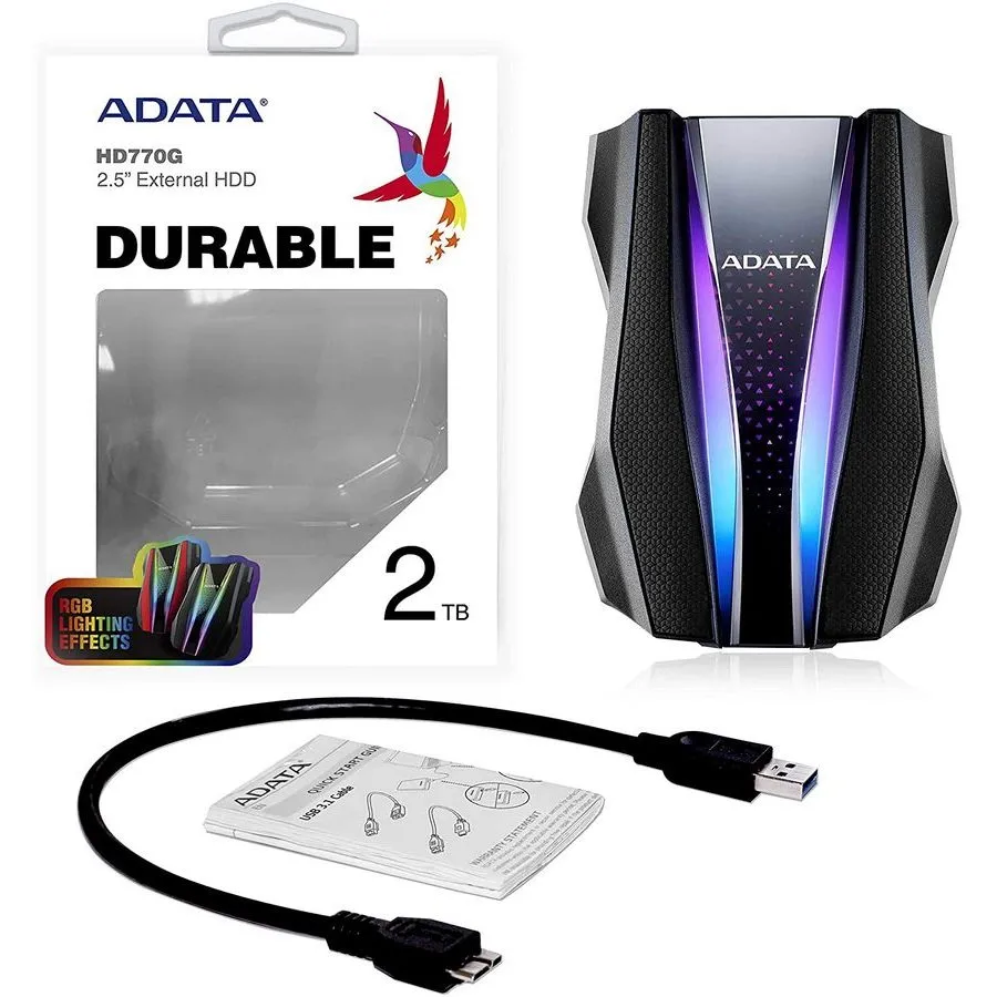 Внешний портативный жесткий диск ADATA HD770G,  2 TB, Чёрный (AHD770G-2TU32G1-CBK)