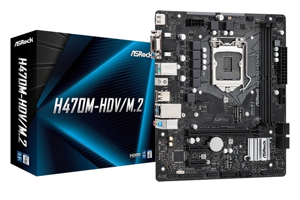 Материнская плата ASRock H470M-HDV/M.2, LGA1200, Intel H470, Micro-ATX