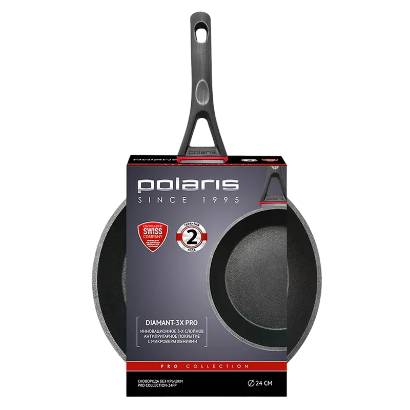 Tigaie Polaris PRO collection-24FP, 24cm, Negru
