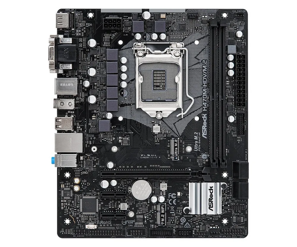 Материнская плата ASRock H470M-HDV/M.2, LGA1200, Intel H470, Micro-ATX