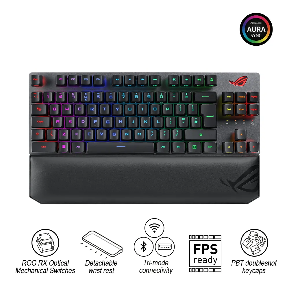 Клавиатура ASUS ROG Strix Scope TKL, Проводное, Чёрный