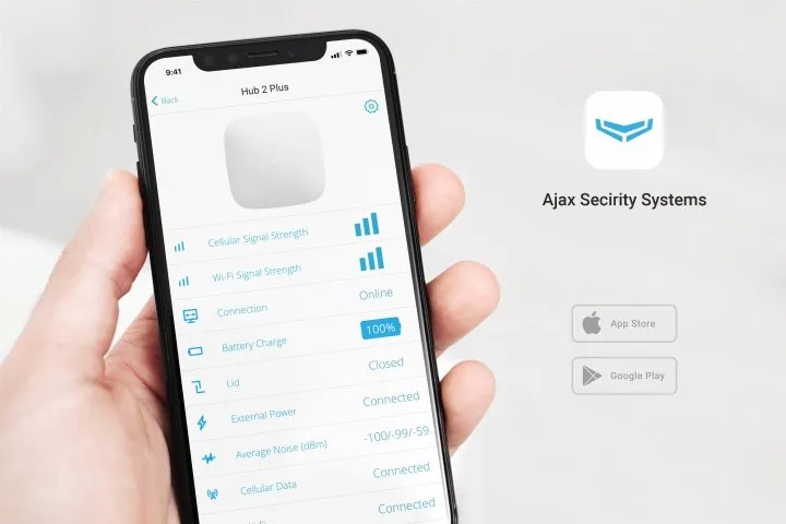Panou inteligent de control al alarmei Ajax Hub 2 Plus, Alb