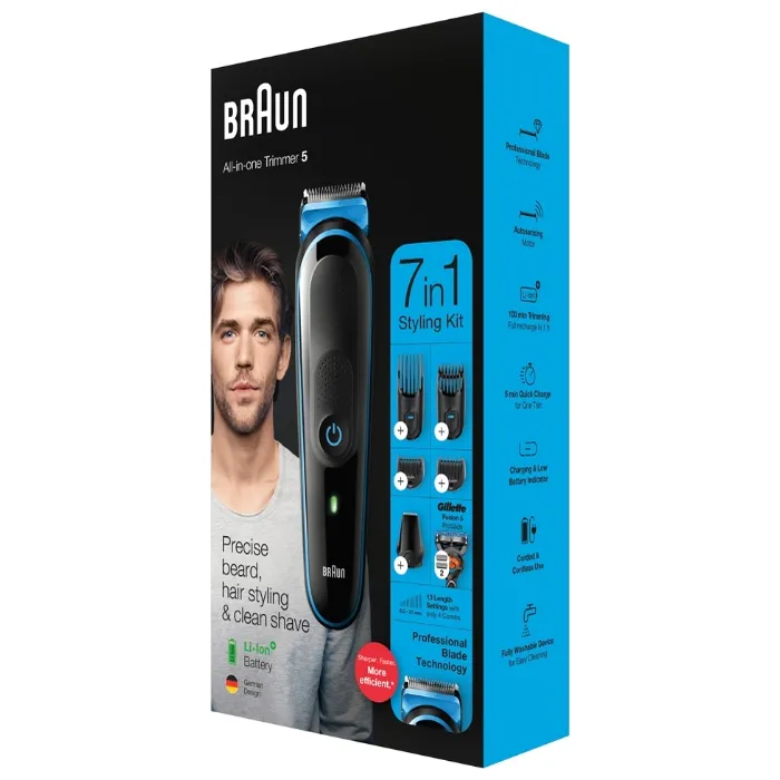 Мужской Триммер Braun All-in-One Trimmer MGK5245, Черный | Синий
