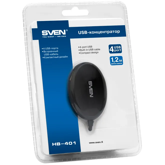 Adaptor Hub SVEN HB-401, Negru