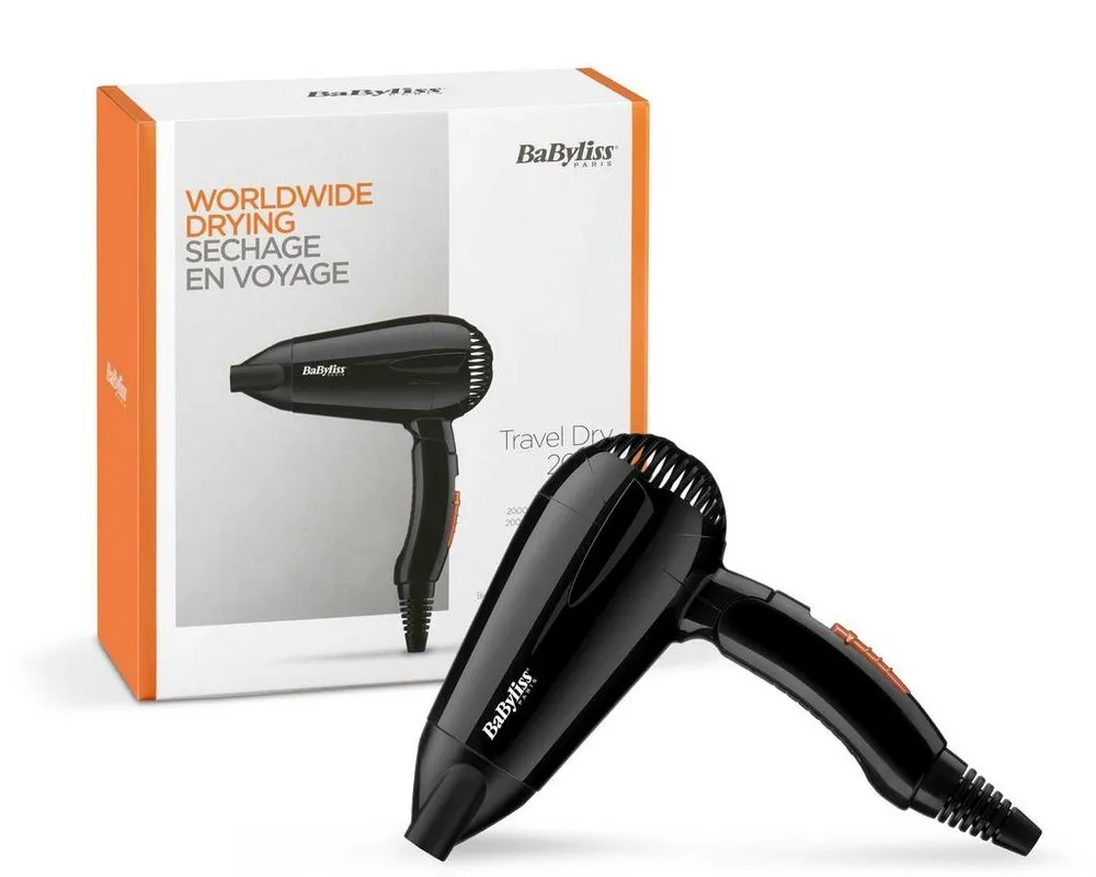 Компактный фен BaByliss Travel Dry 5344E, 2000 Вт, Чёрный