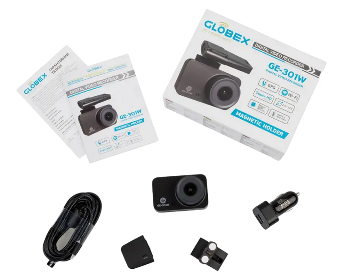 Cameră auto DVR Globex GE-301w, 2304 x 1926, Negru