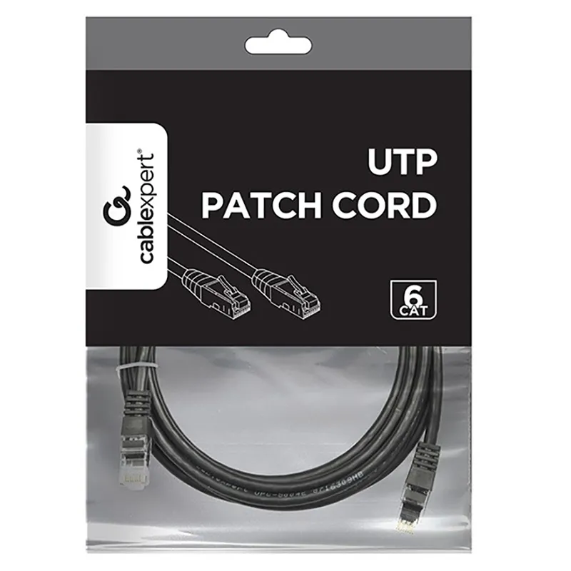 Patch cord Cablexpert PP6U-3M/BK, Cat6 UTP, 3m, Negru