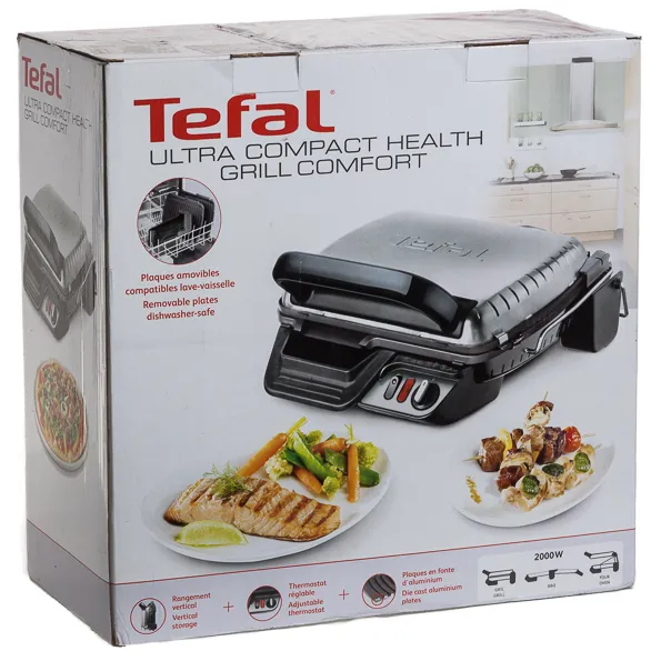 Электрический Гриль Tefal Ultracompact, 2000Вт, Серебристый