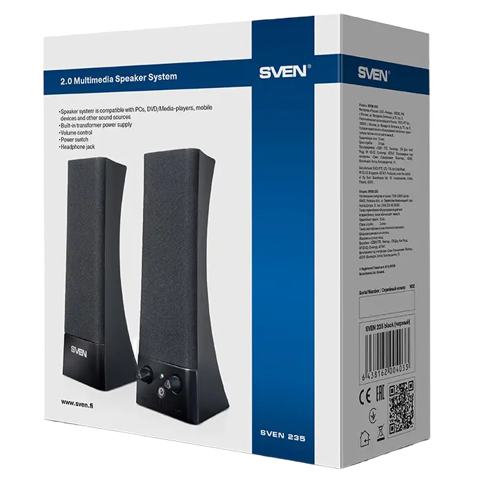 Boxe pentru calculator 2.0 SVEN "235", Negru