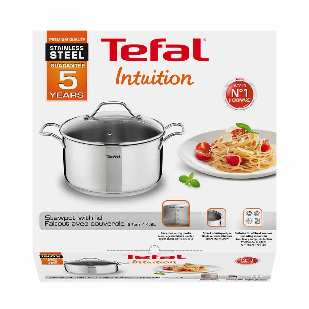 Кастрюля Tefal Intuition, 4,9л, Серебристый