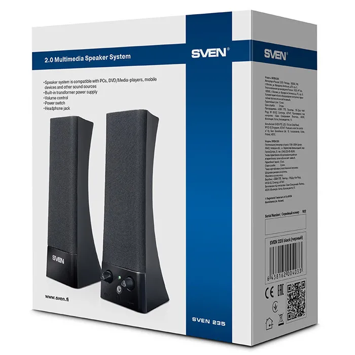 Boxe pentru calculator 2.0 SVEN "235", Negru