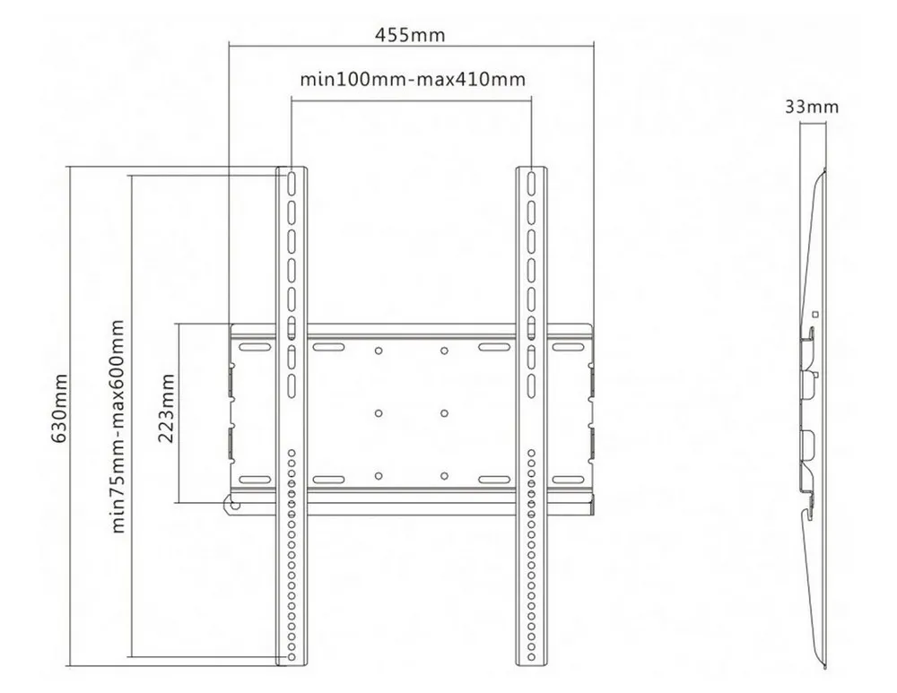 Suport fixat pe perete Reflecta Plano Portrait 70-4060, Negru