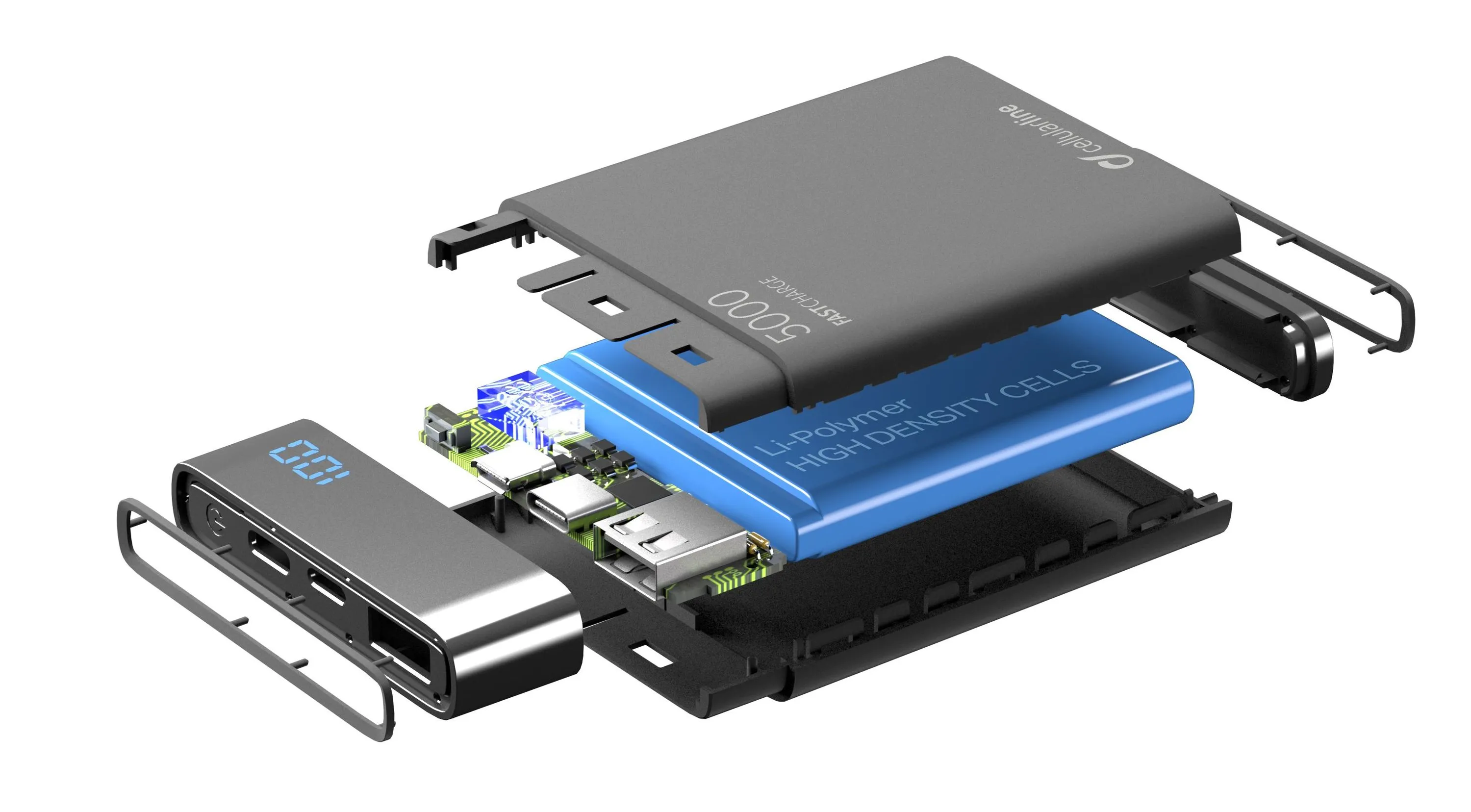 Портативное зарядное устройство Cellularline FreePower MANTA 5000, 5мА·ч, Чёрный