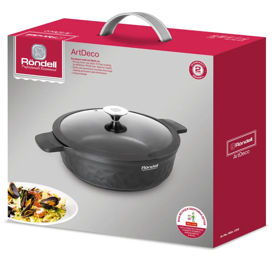 Сотейник Rondell ArtDeco, 28cm, Чёрный