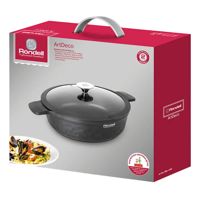 Сотейник Rondell ArtDeco, 28cm, Чёрный