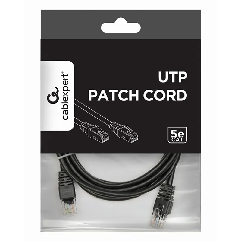 Patch cord Cablexpert PP12-2M/BK, CAT5e UTP, 2m, Negru