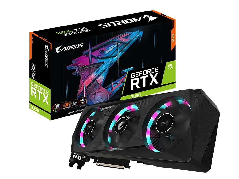 Placă Video Gigabyte GV-N3050AORUS E-8GD,  8GB GDDR6 128bit