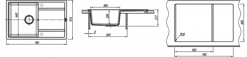 Кухонная мойка из кварца Florentina-LIPSI 780 Capucino