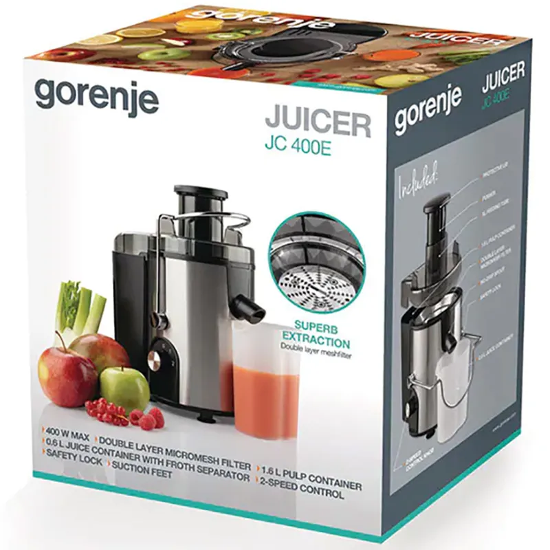 Соковыжималка Gorenje JC400E, Черный Серебристый