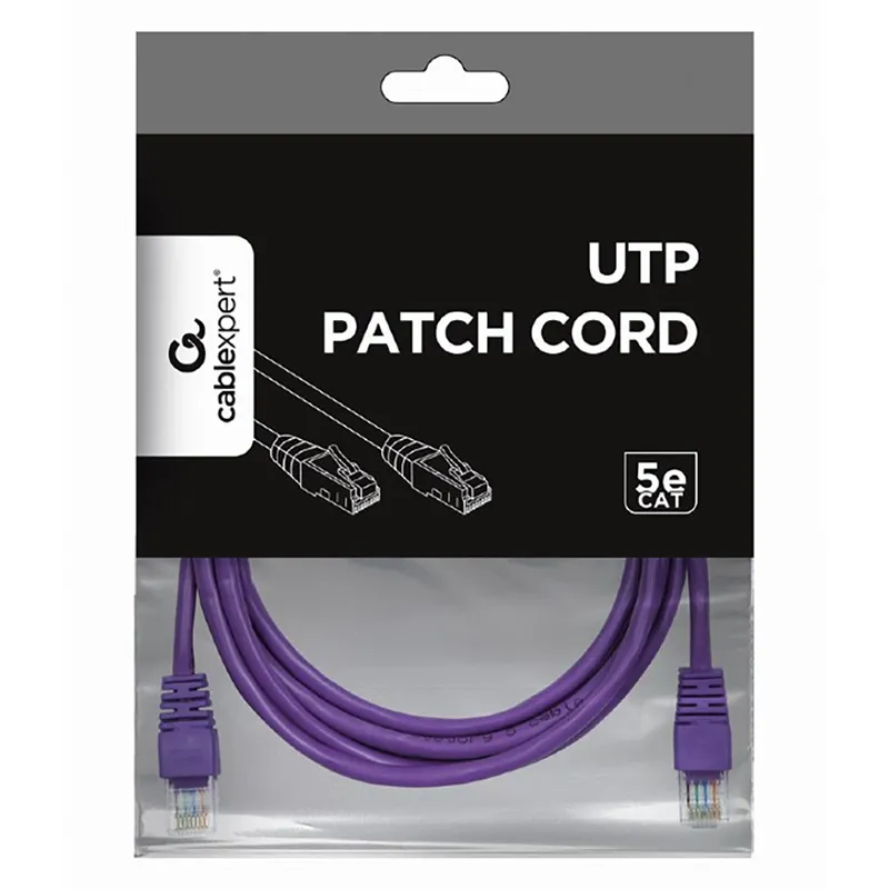 Patch cord Cablexpert PP12-2M/V, CAT5e UTP, 2m, Violet