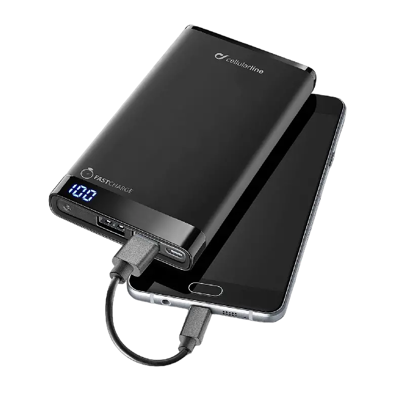 Power Bank Cellularline 8000mAh USB C, slim, Black