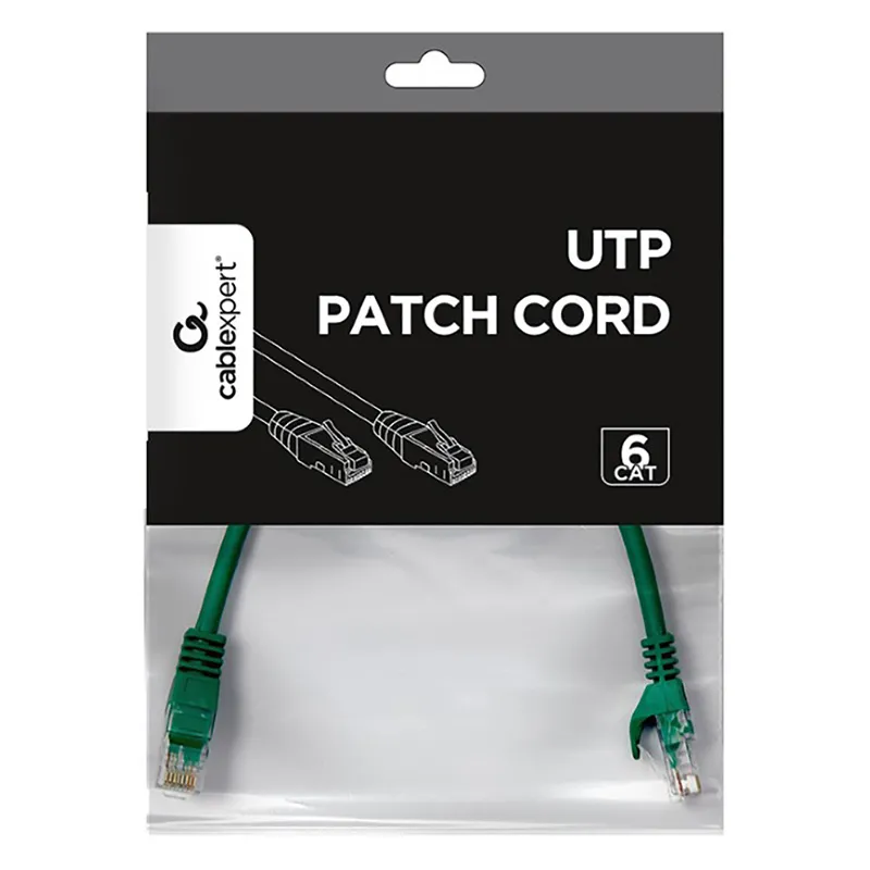 Patch cord Cablexpert PP6U-0.25M/G, Cat6 UTP, 0,25m, Verde