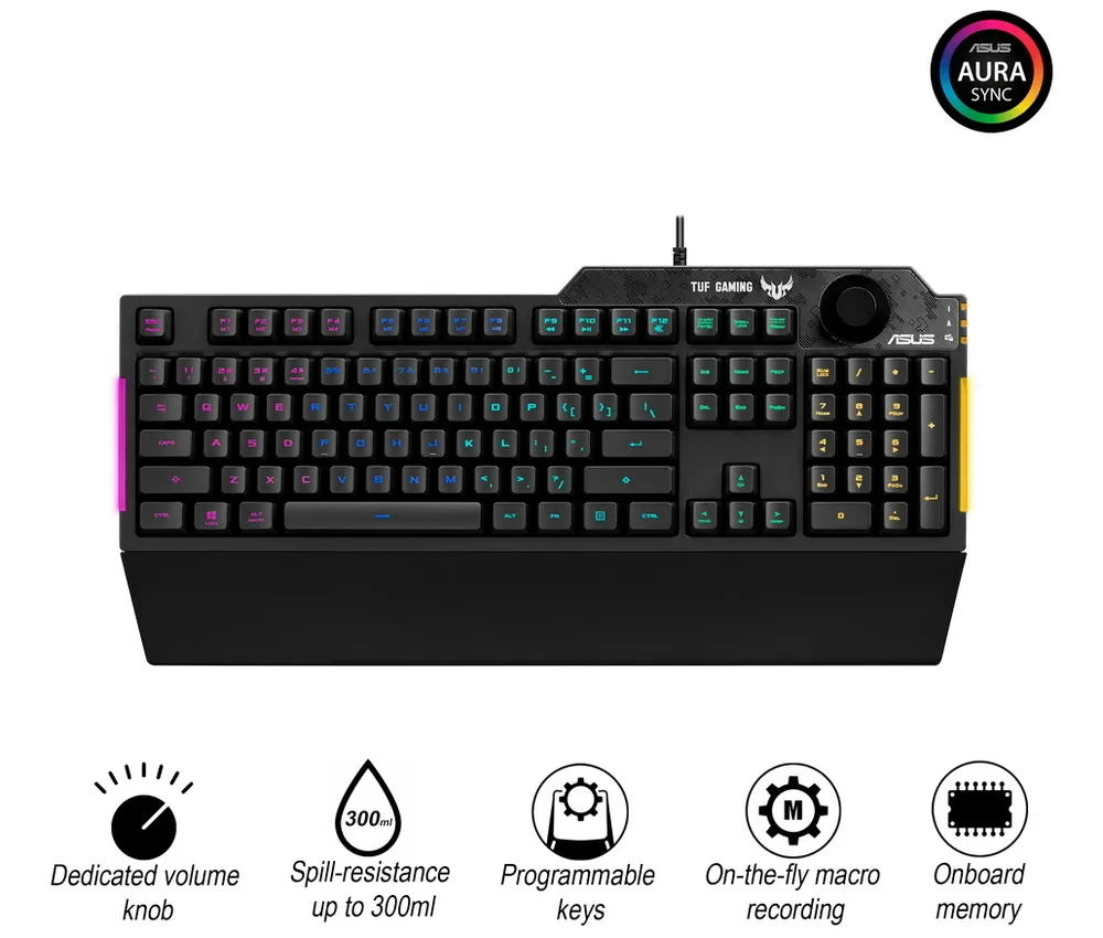 Клавиатура ASUS TUF Gaming K1, Проводное, Чёрный