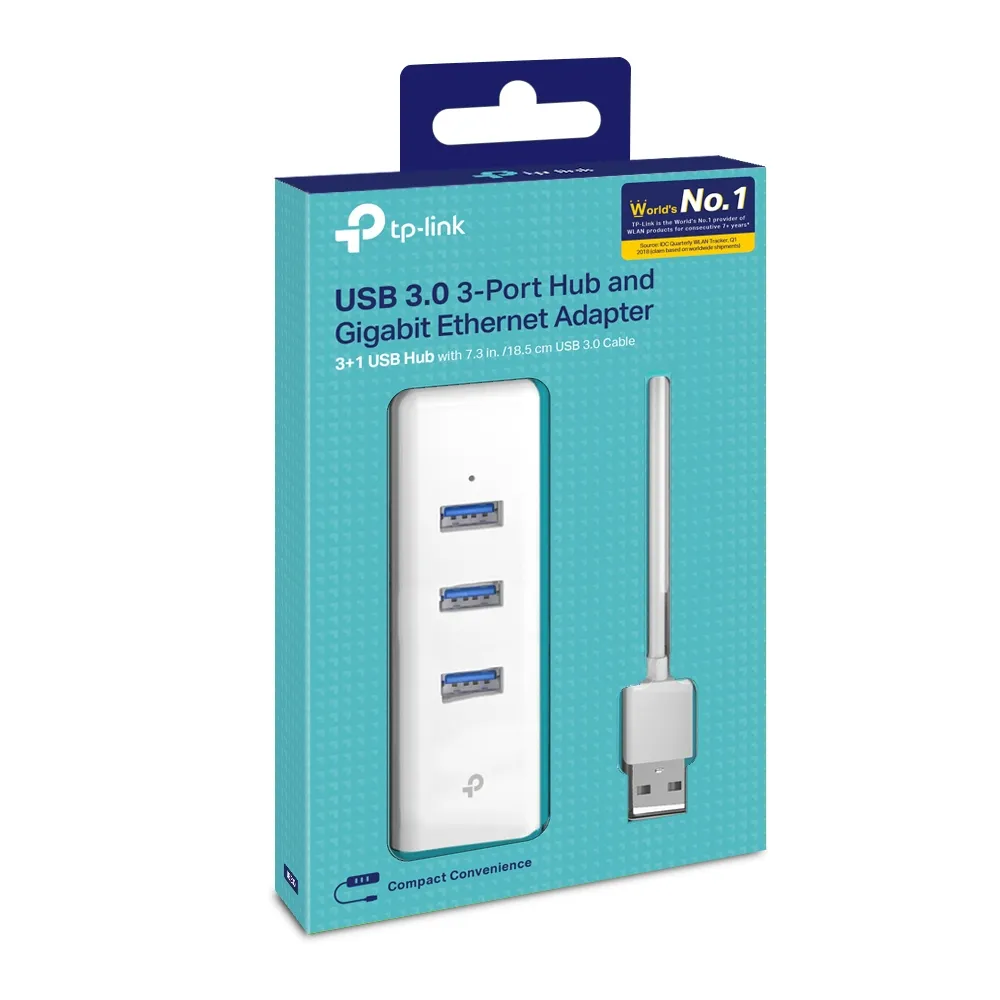Adaptor USB 3.0 UE330 2 în 1- Adaptor Gigabit Ethernet & 3-Port Hub UE330 TP-LINK