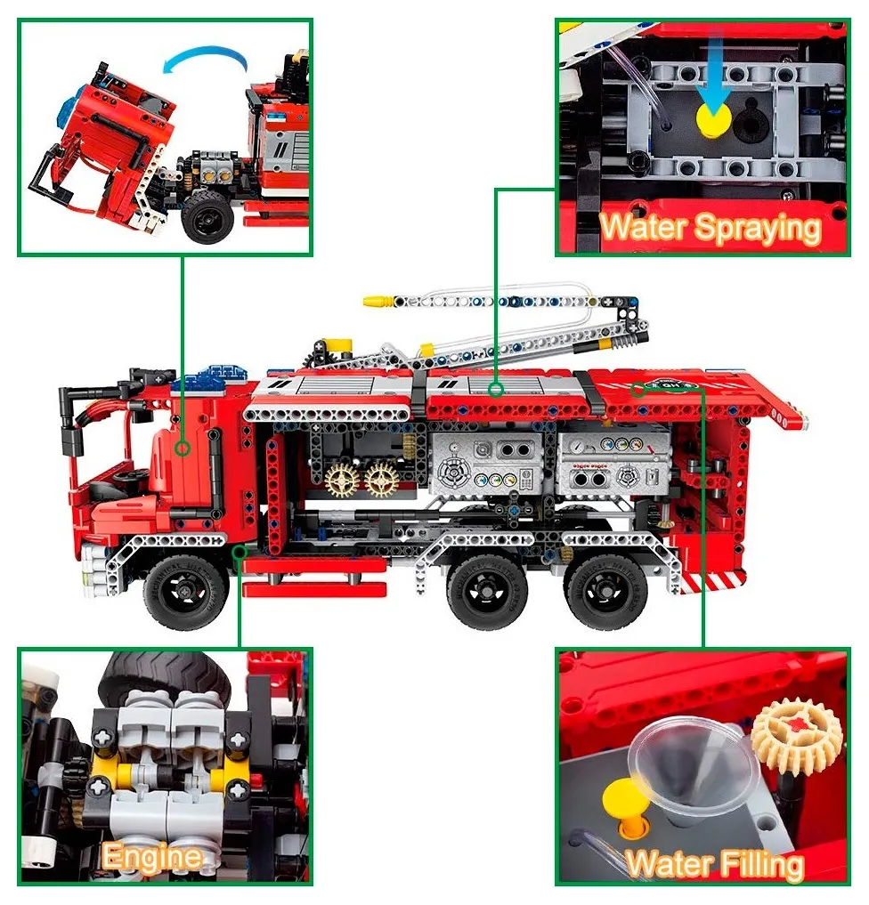 Constructor XTech Fire Truck with Water Spraying
