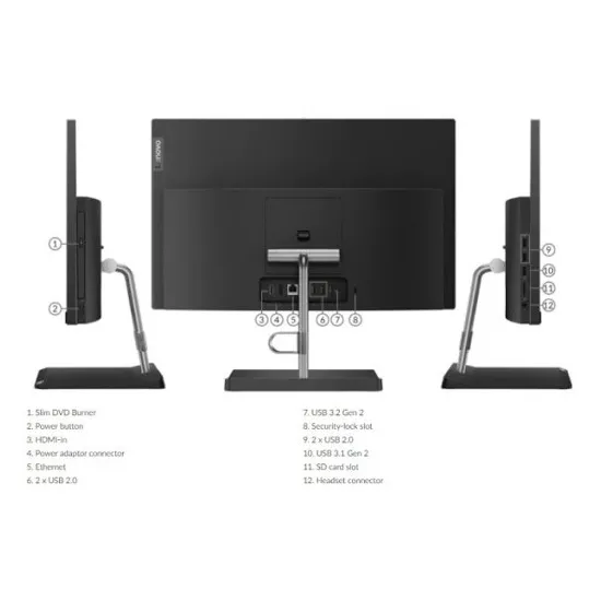 Computer All-in-One Lenovo V50a 24IMB, 23,8", Intel Core i5-10400T, 8GB/256GB, Fără SO, Negru