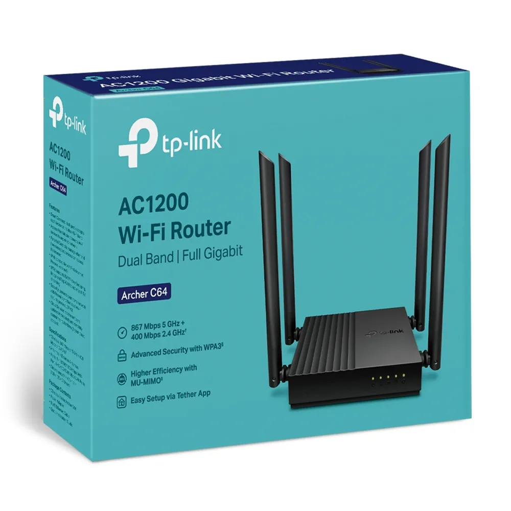 Беспроводной маршрутизатор TP-LINK Archer C64, Чёрный