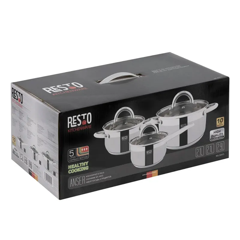 Набор кастрюль RESTO 92015, Нержавеющая сталь