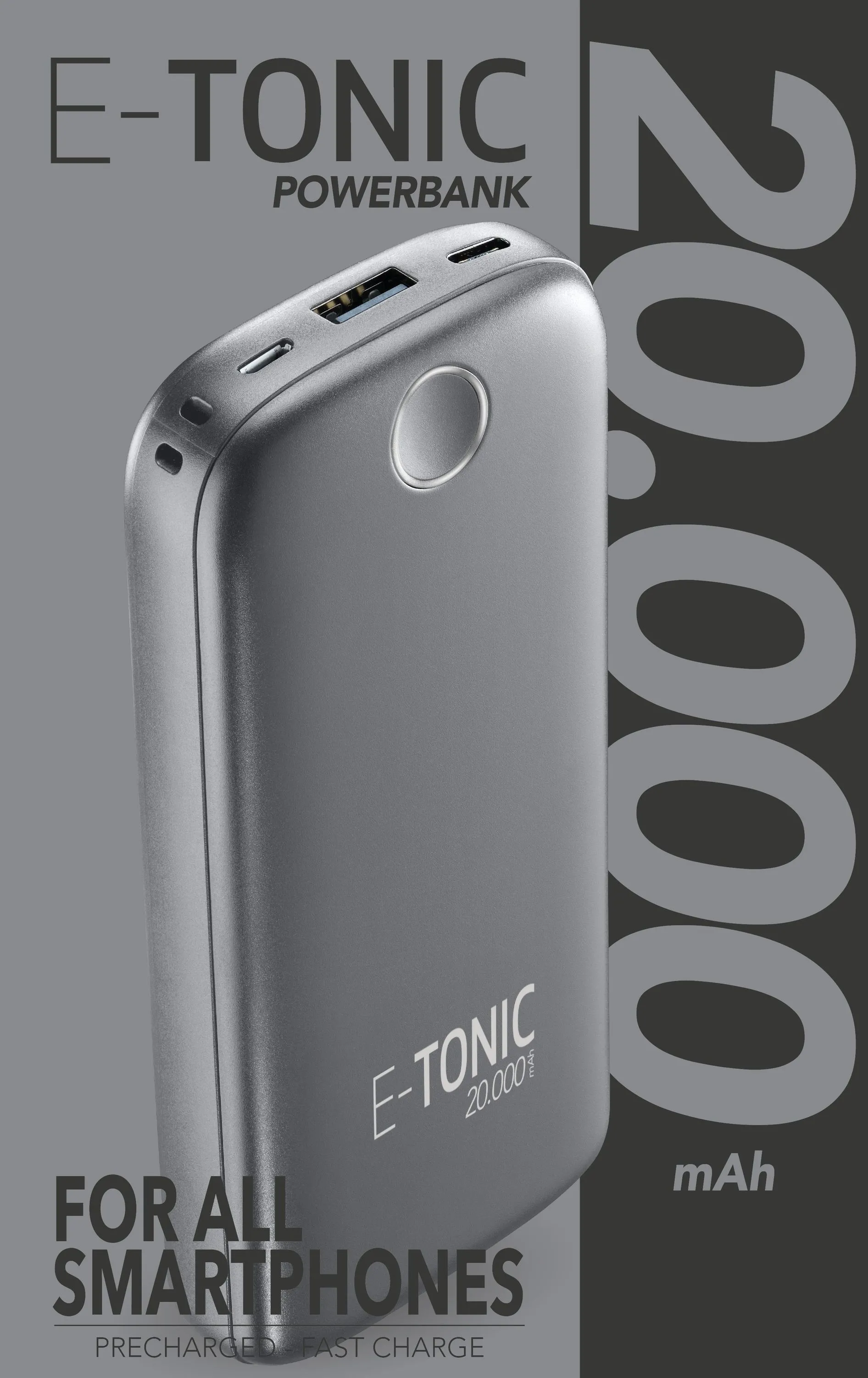 Acumulator extern Cellularline E-TONIC 20000, 20mAh, Negru