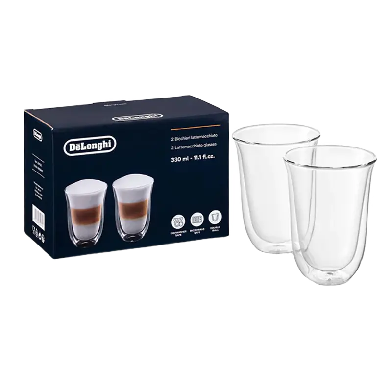Стаканы для latte De'Longhi 330ml 2pcs, Прозрачный