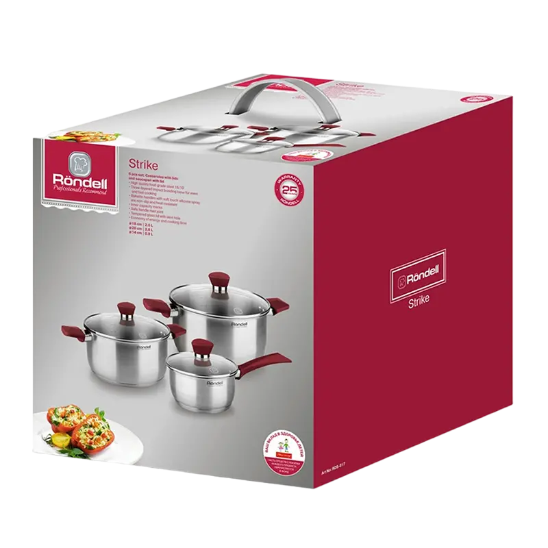 Набор посуды Rondell Strike, 20cm, Серебристый