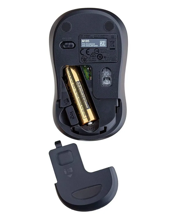 Беcпроводная мышь Logitech M185, Серый