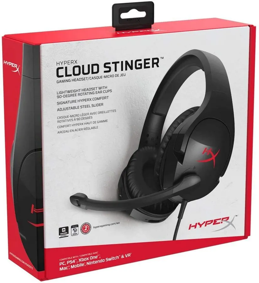 Căști gaming HyperX Cloud Stinger, Cu fir, Negru/Roșu