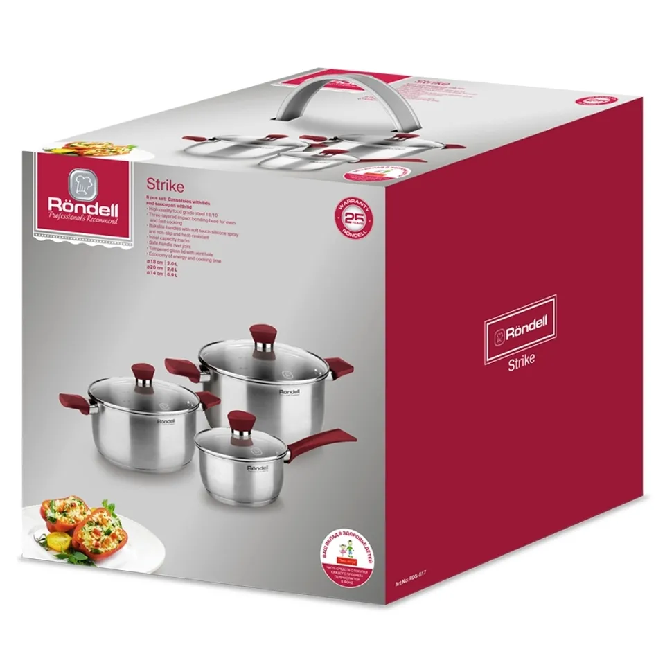 Набор посуды Rondell Strike, 20cm, Серебристый