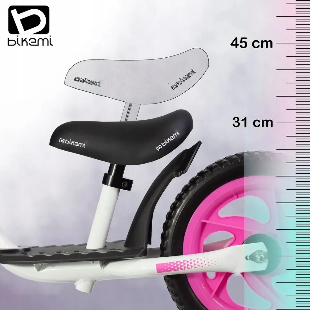 Bicicleta fara pedale| pentru copii JUMI (alb/roz)