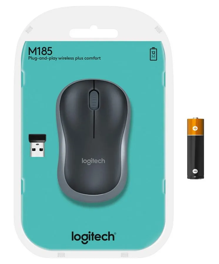 Беcпроводная мышь Logitech M185, Серый