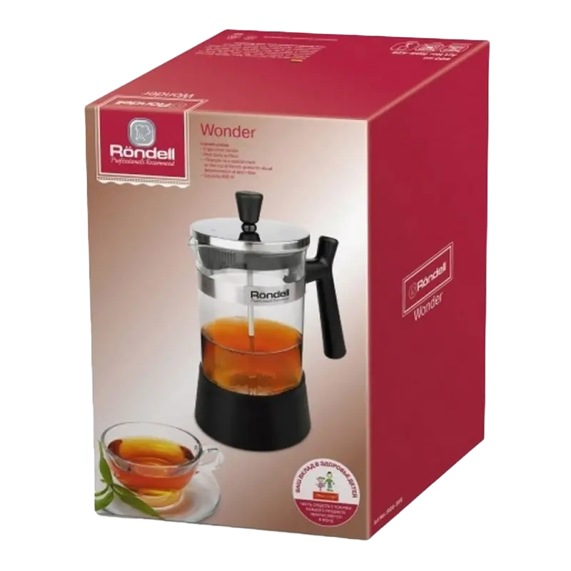 Френч-пресс Rondell RDS-426, 0,6л, Чёрный